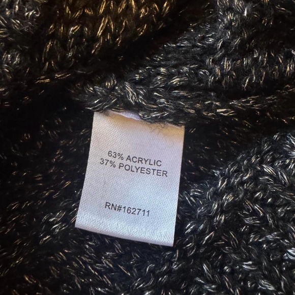 Metallic Black V-Neck Rhinestone  Bow-Button Cardigan - Picture 4 of 7